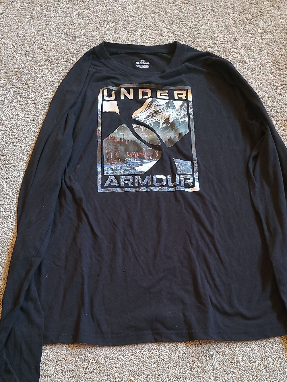 Under Armour Black Long Sleeve Graphic Tee with Mountain Scene